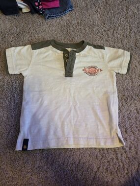 Lucky Brand Brand Kids White & Olive Henley T-Shirt